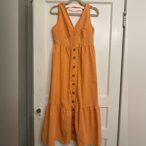 Orange Button-Down Maxi Dress